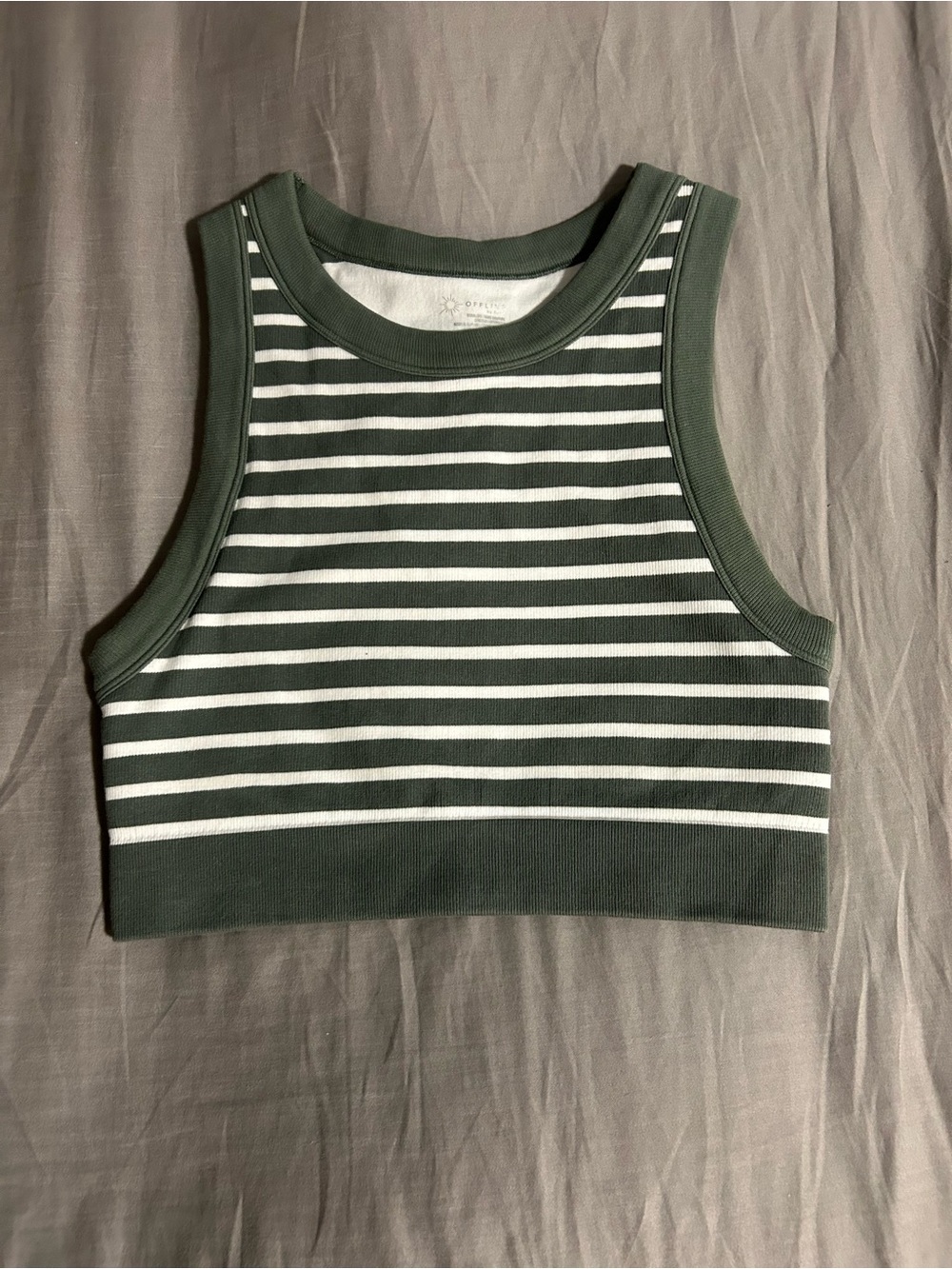 Offline by aerie Green Striped Seamless Tank Size M
